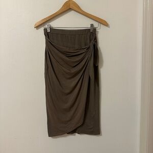 Michael Stars Side Tie Wrap Midi Skirt in Brown | Size XS